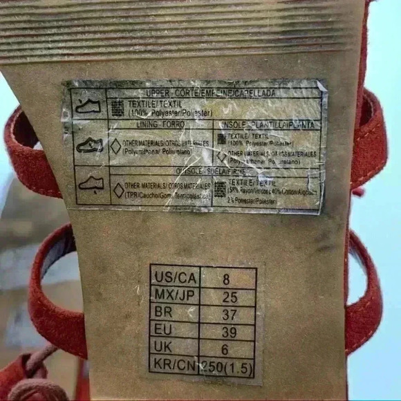 Forever 21 sandals size 8 39 burnt Orange faux suede tassel pom poms gladiator - Picture 8 of 13